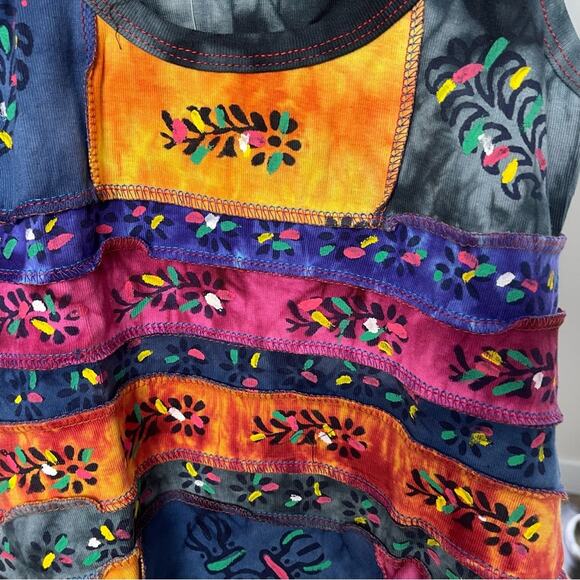 KPC 100% Cotton Embroidered 90's Y2K Patchwork Cami, Boho Hippie Free Spirit, S - Picture 3 of 5